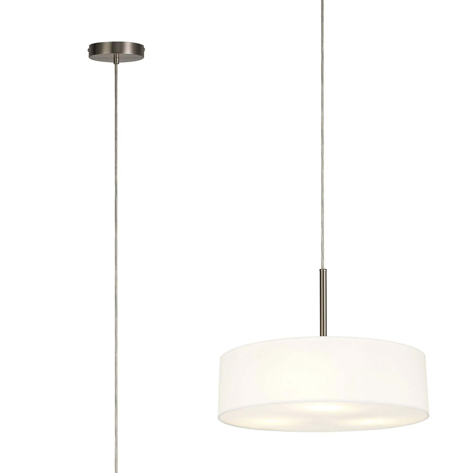 DK0763  Baymont 45cm 5 Light Pendant Satin Nickel; White